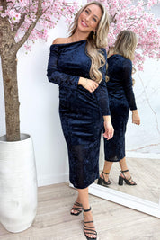 Chic velvet dress - Navy