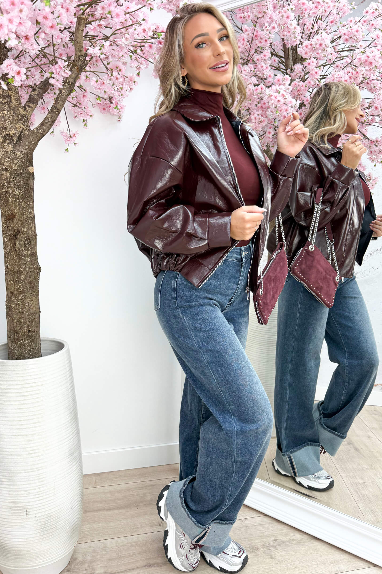 Oversized glossy jacket - Bordeaux