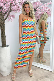 Vestido sin tirantes de Ocean Star Zigzag - Orange