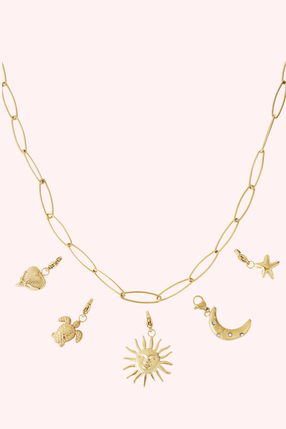 Collar de bricolaje de sol y luna - oro