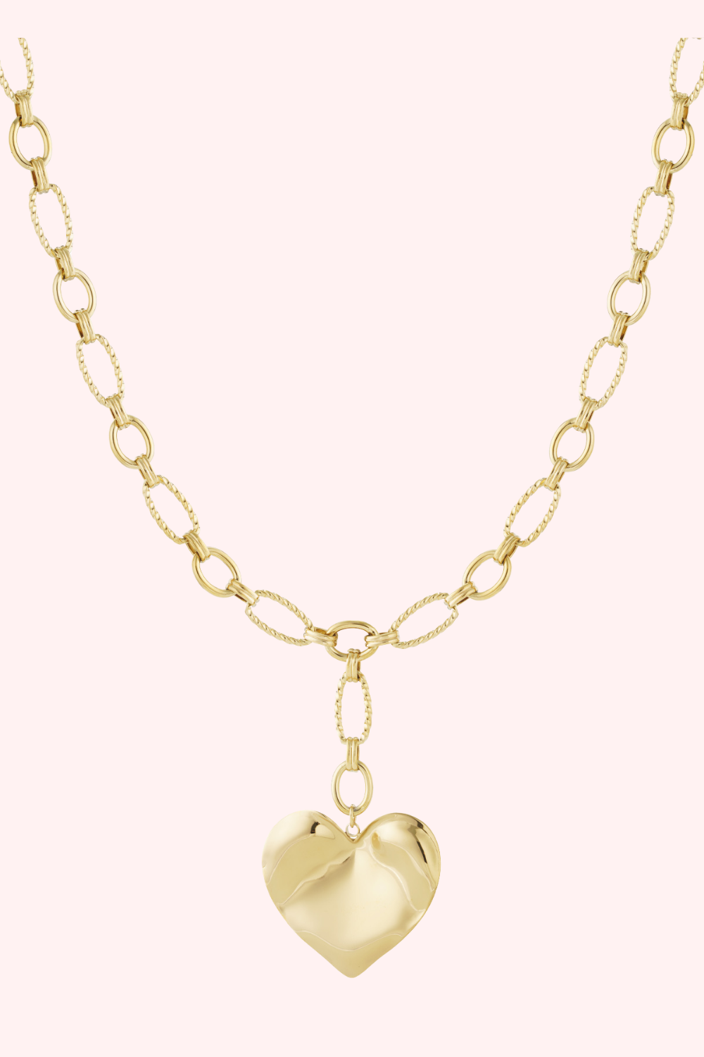 Collar de la cadena de corazón grande - Oro
