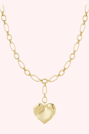 Collar de la cadena de corazón grande - Oro