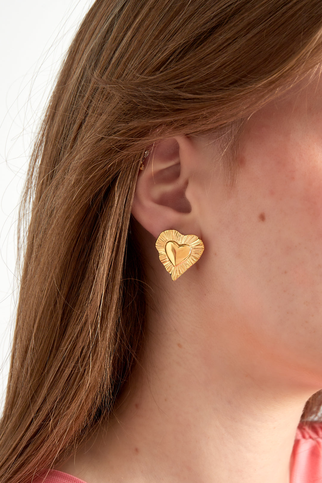 Boucle d'oreille à cœur rayonnant - or
