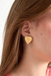Boucle d'oreille à cœur rayonnant - or