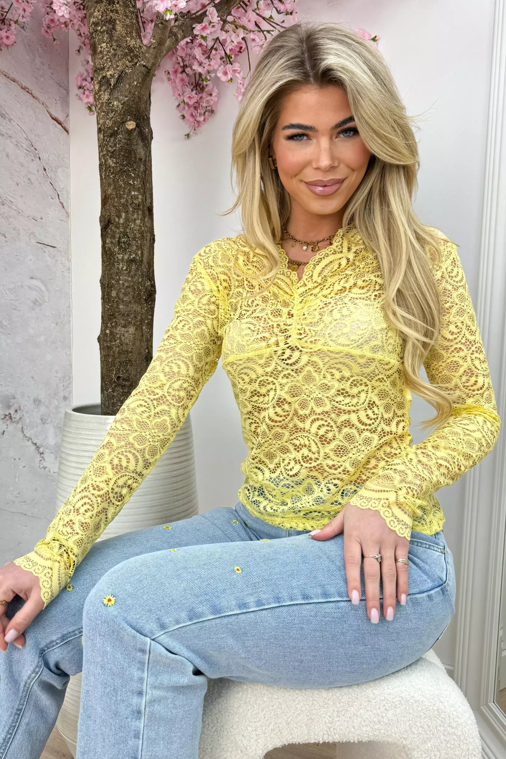 Flower Lover Lace Top - Yellow