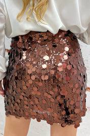 All Eyes On You Paillet Skirt - Brown