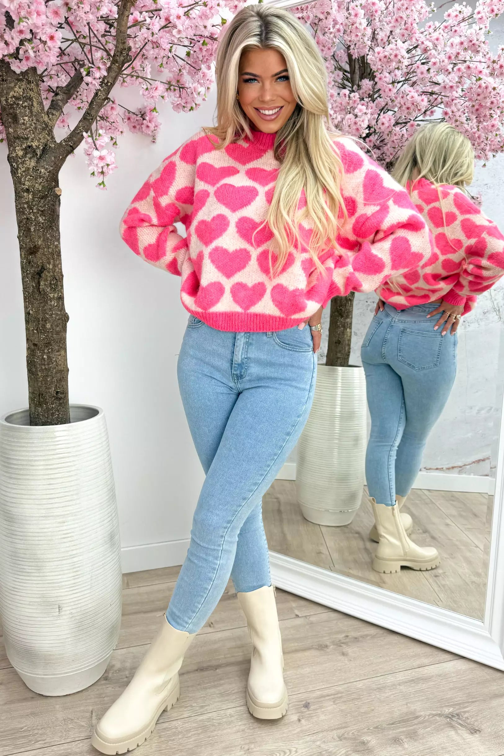In love with cozy trui - Fuchsia