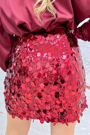 All Eyes On You Paillet Skirt - Bordeaux