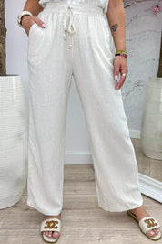 Leinenperlenhose - Beige