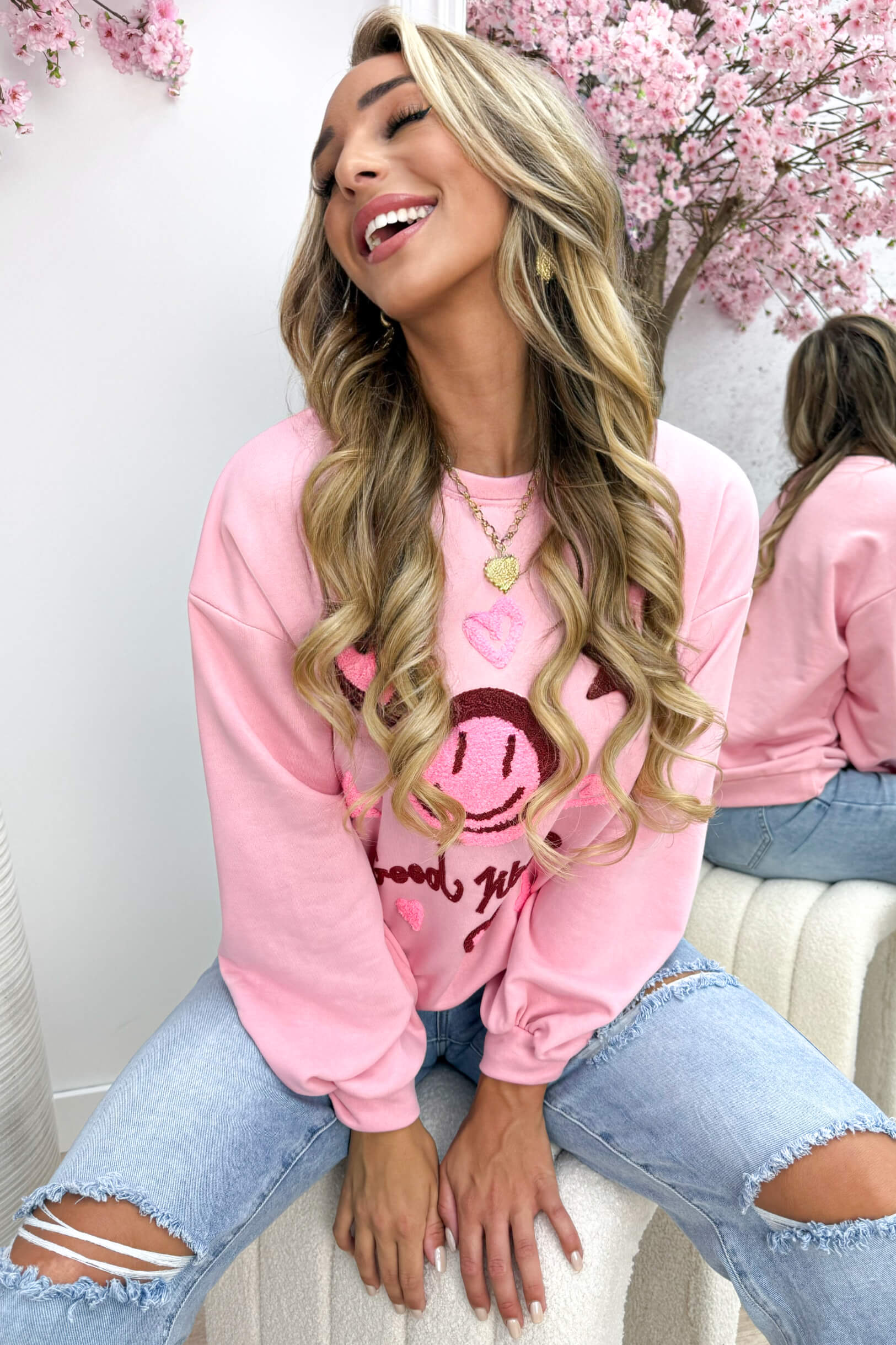 Good vibes sweater - Lollypop roze