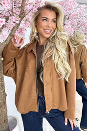 Lucky you suede look bomber - Camel