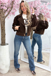 Everyday suede look jacket - Bruin
