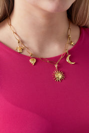 Collar de bricolaje de sol y luna - oro