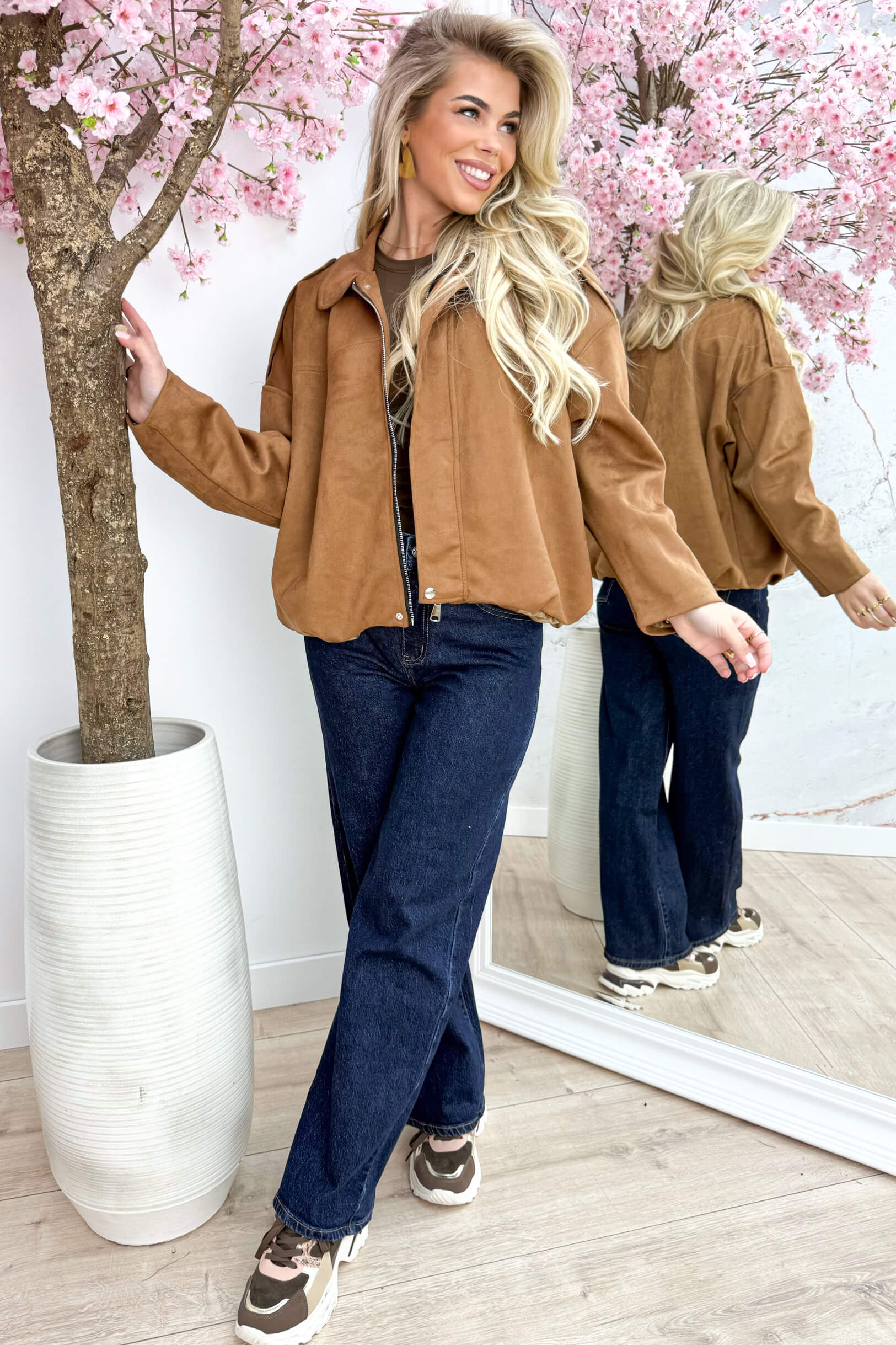 Lucky you suede look bomber - Camel