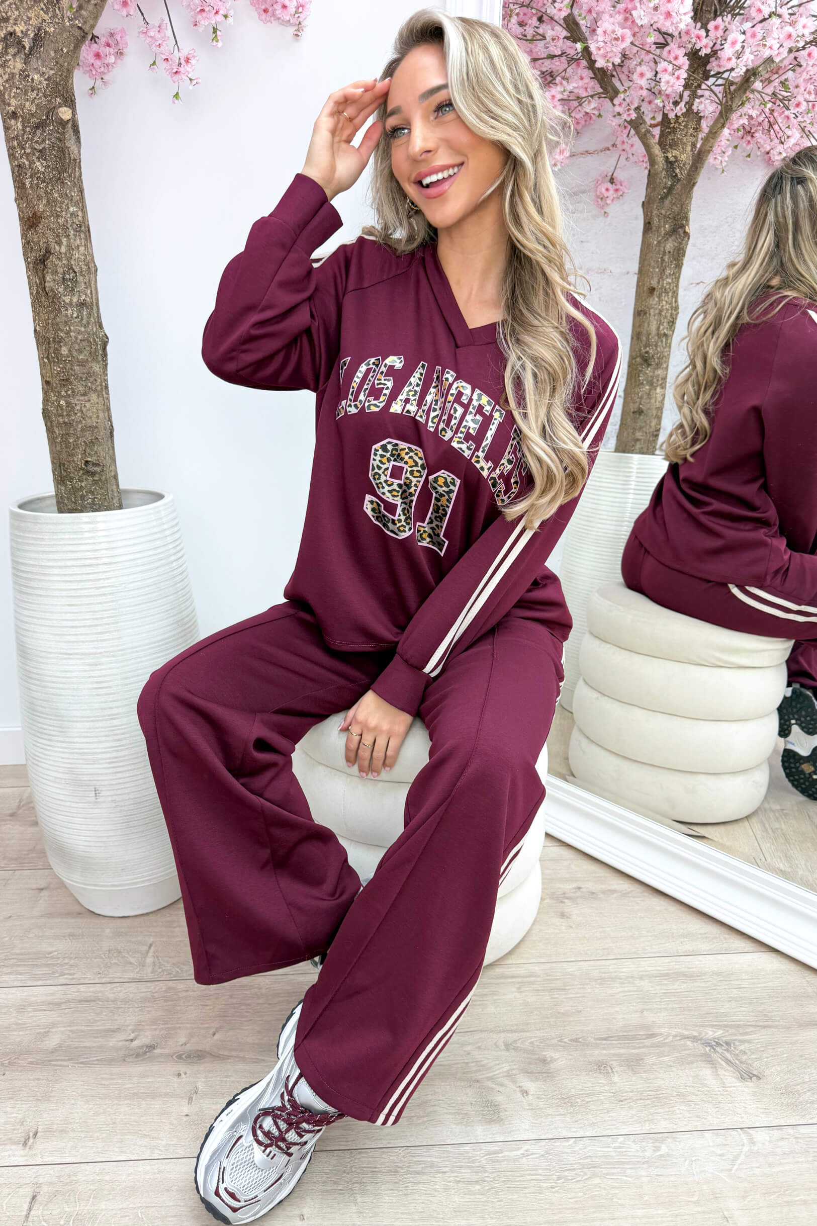 Leopard LA comfy co-ord - Bordeaux