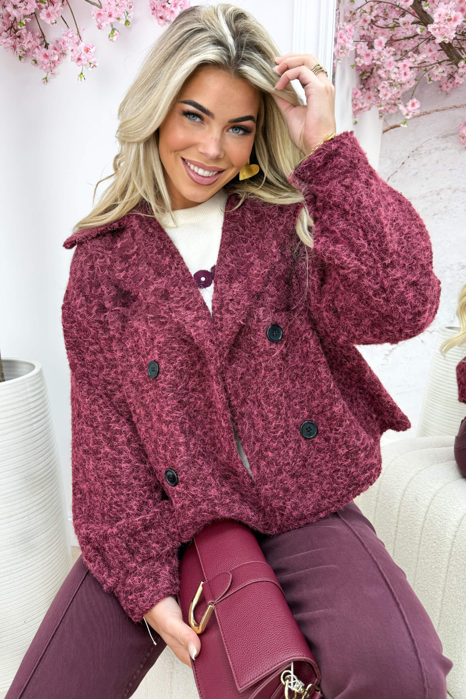 Vilt trenchcoat - Bordeaux
