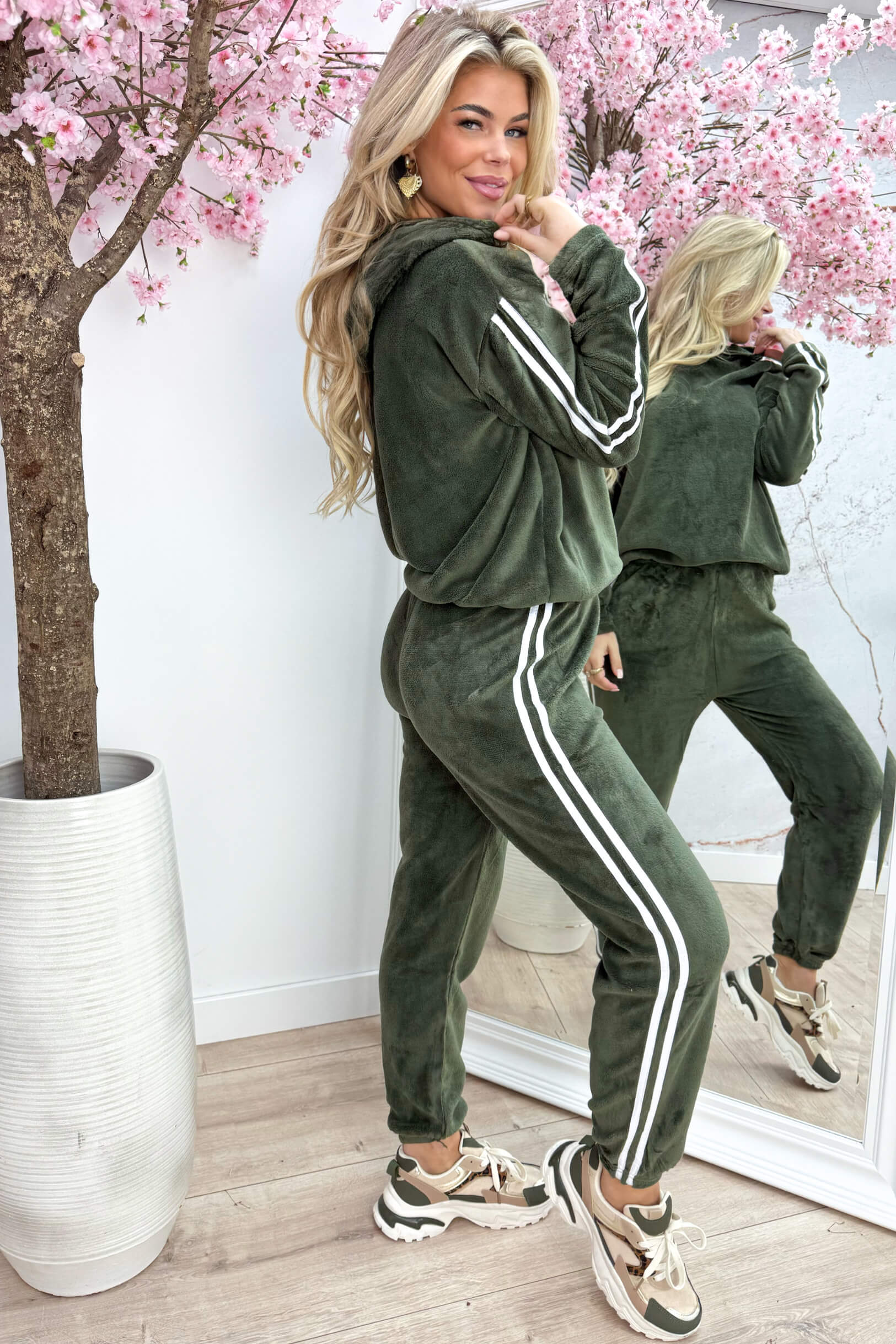 Soft striped comfy co-ord - Army