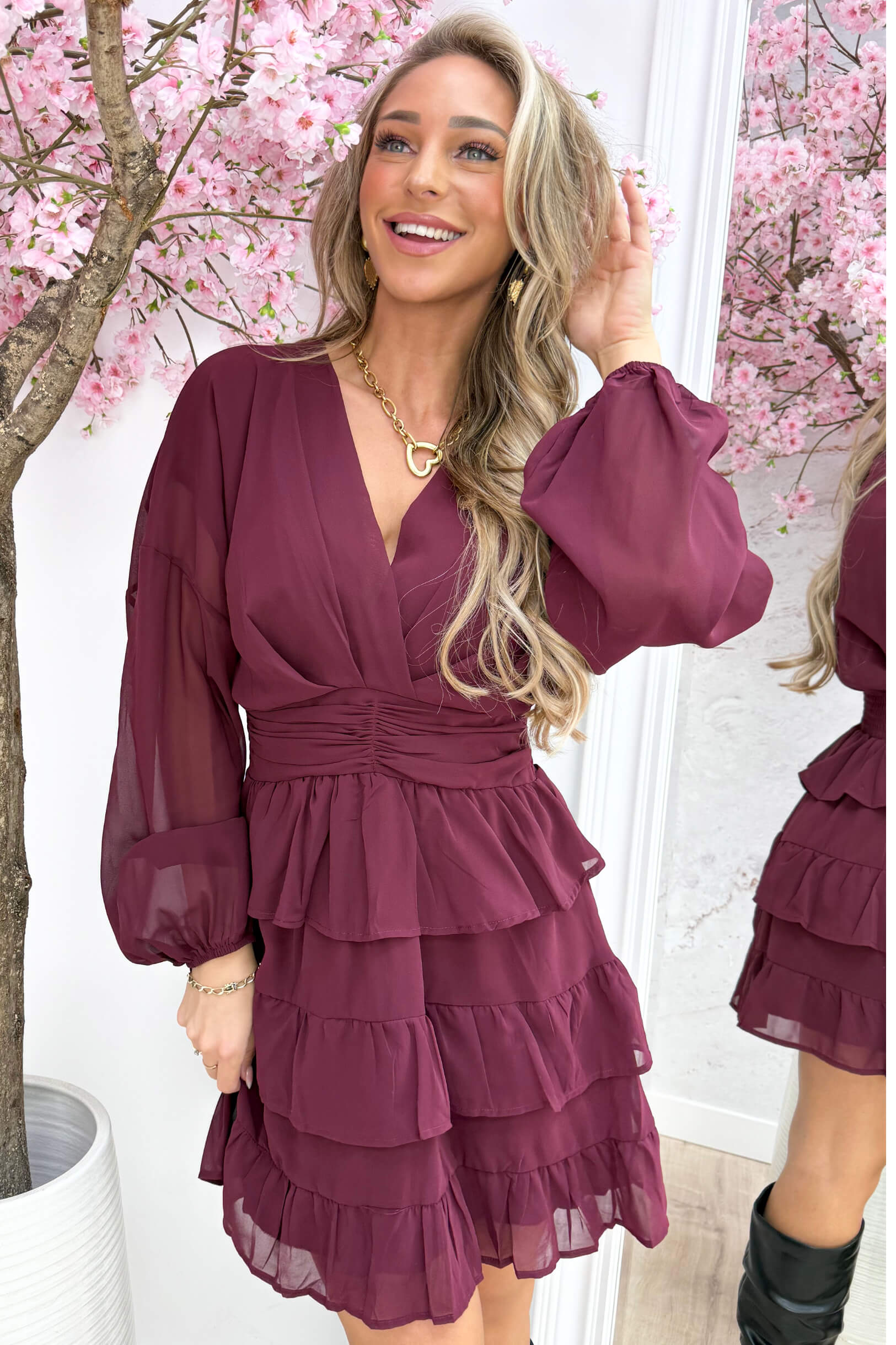 Flirty layer dress - Bordeaux
