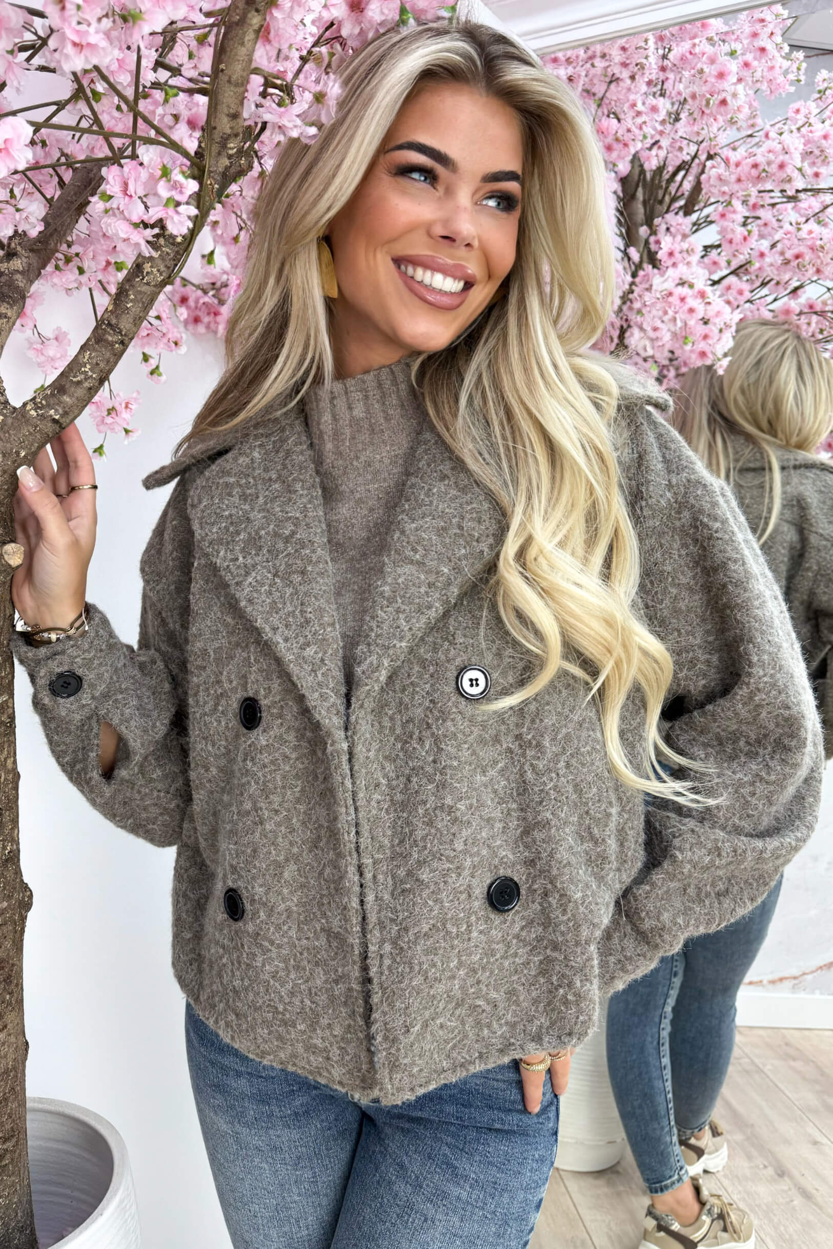 Vilt trenchcoat - Taupe