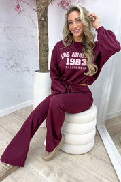 Cropped LA comfy co-ord - Bordeaux