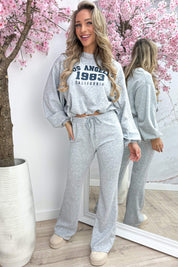 Cropped LA comfy co-ord - Lt. grijs