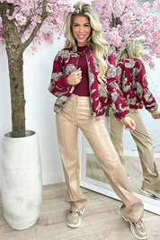 Leopard wavy bomber - Bordeaux