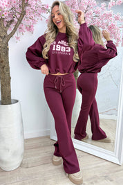 Cropped LA comfy co-ord - Bordeaux