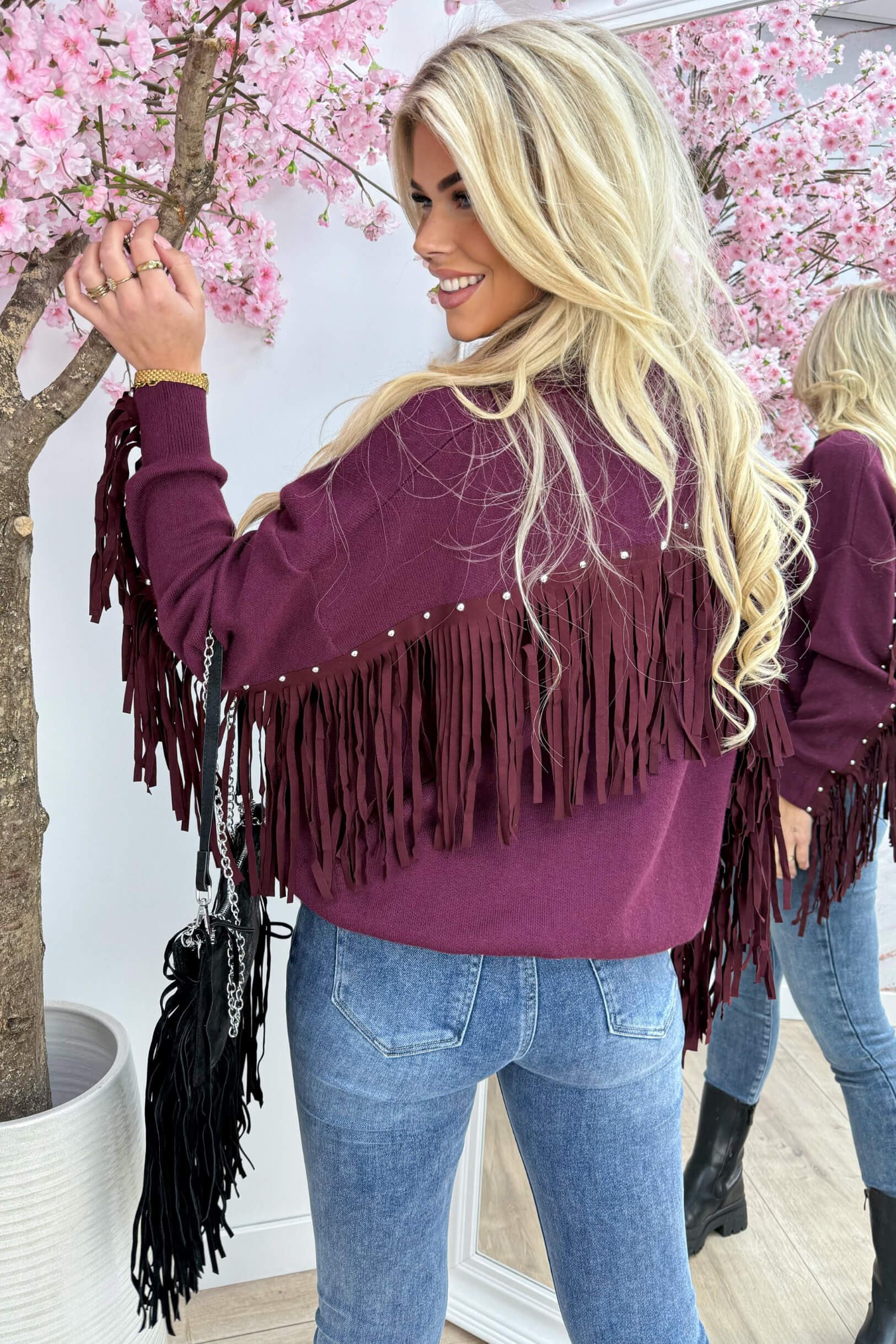 Studded fringe trui - Bordeaux