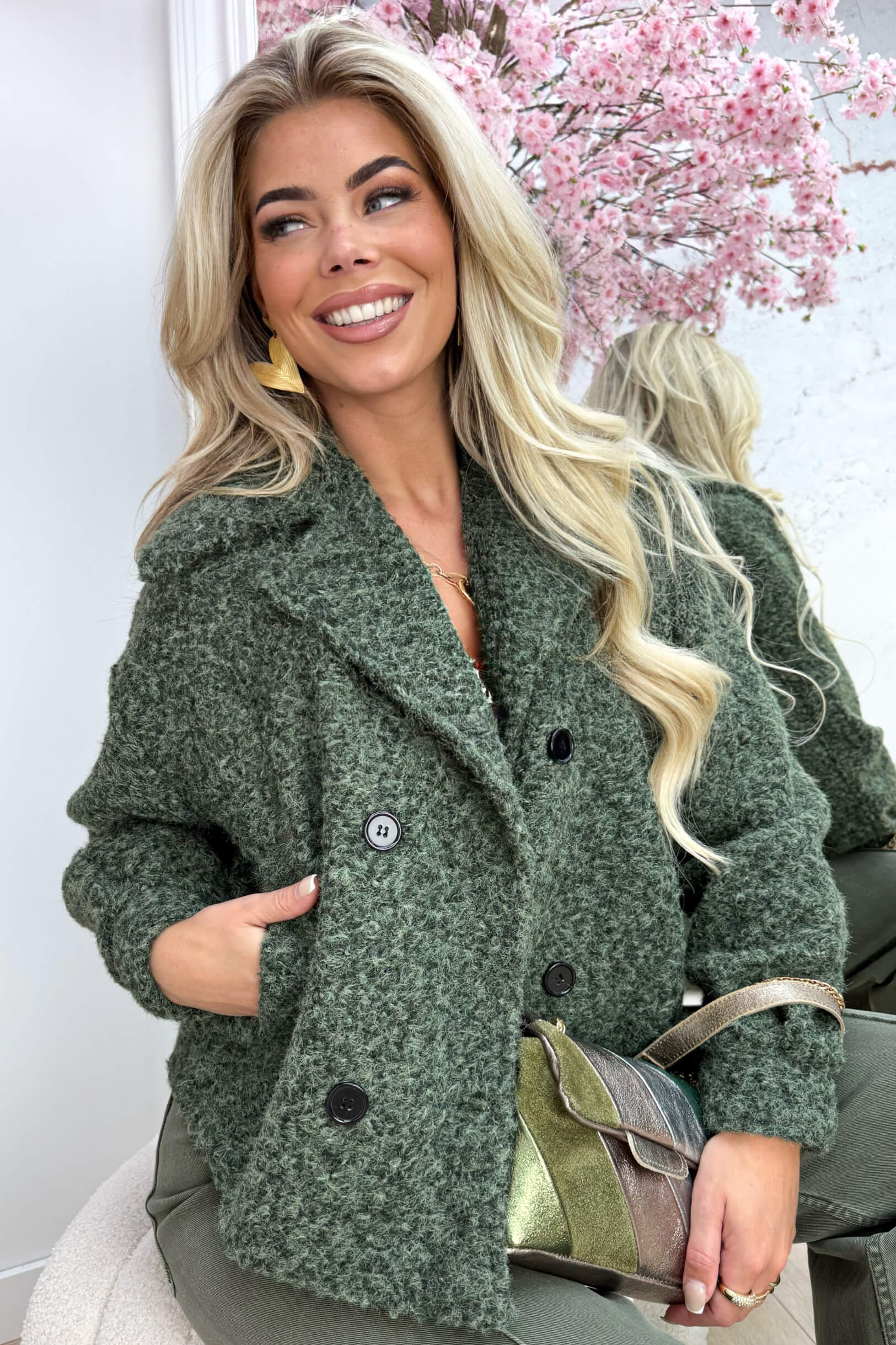 Vilt trenchcoat - Dk. groen