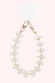 Trendy hearts phone cord - Wit
