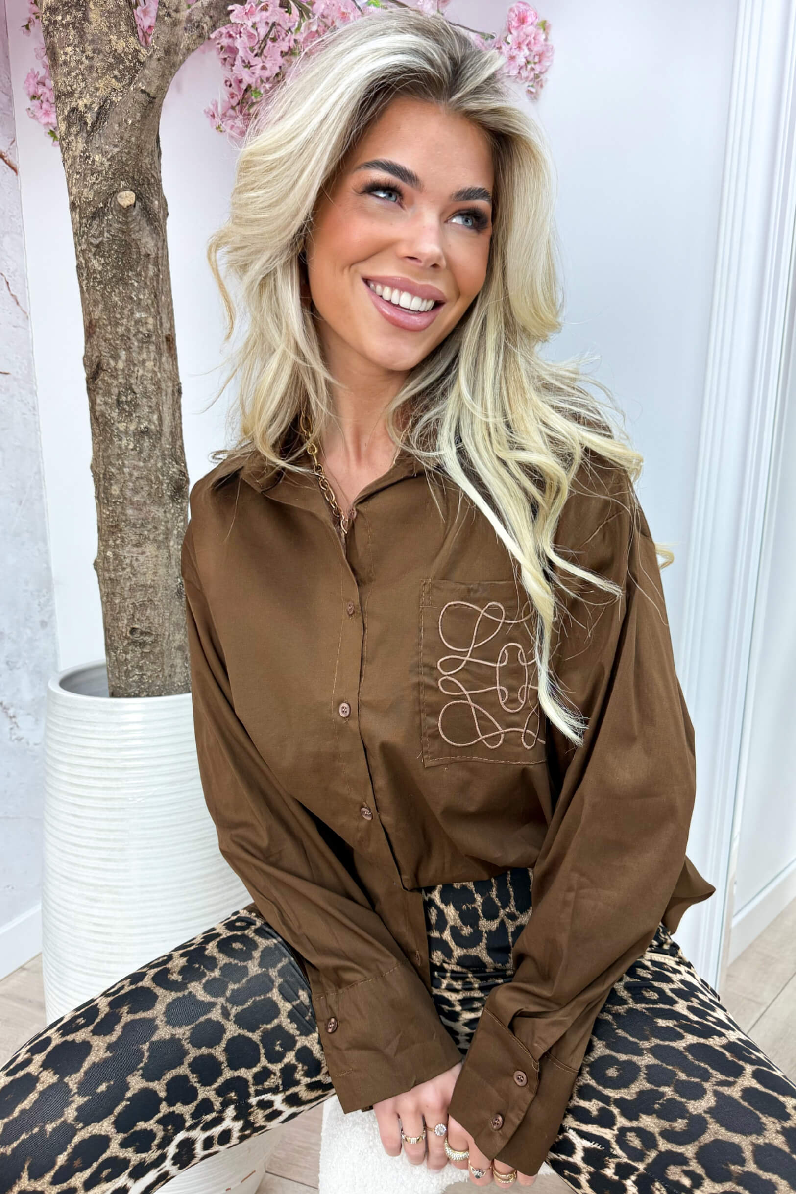 Loevy pocket blouse - Bruin