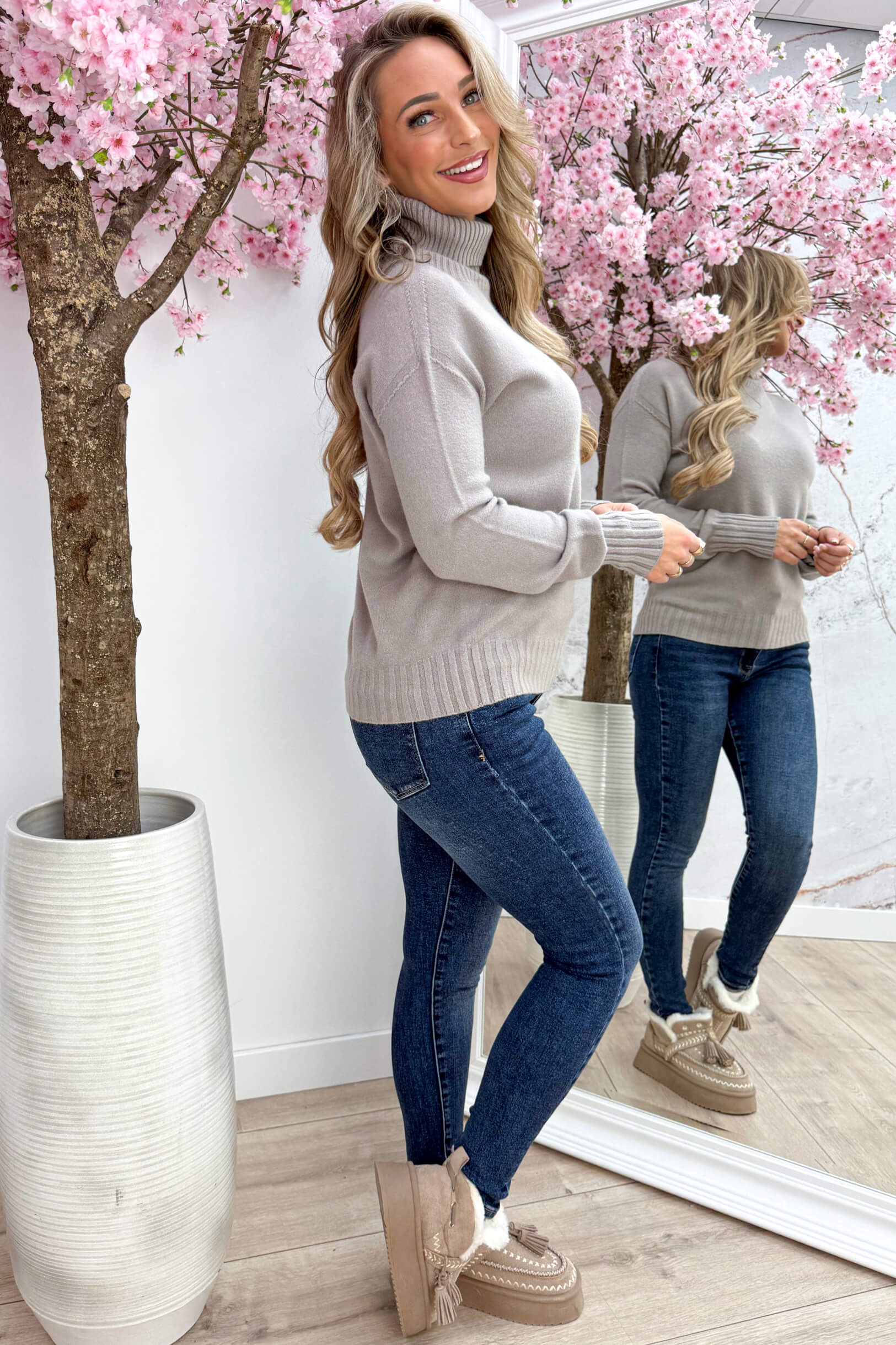 Basic coll trui - Taupe