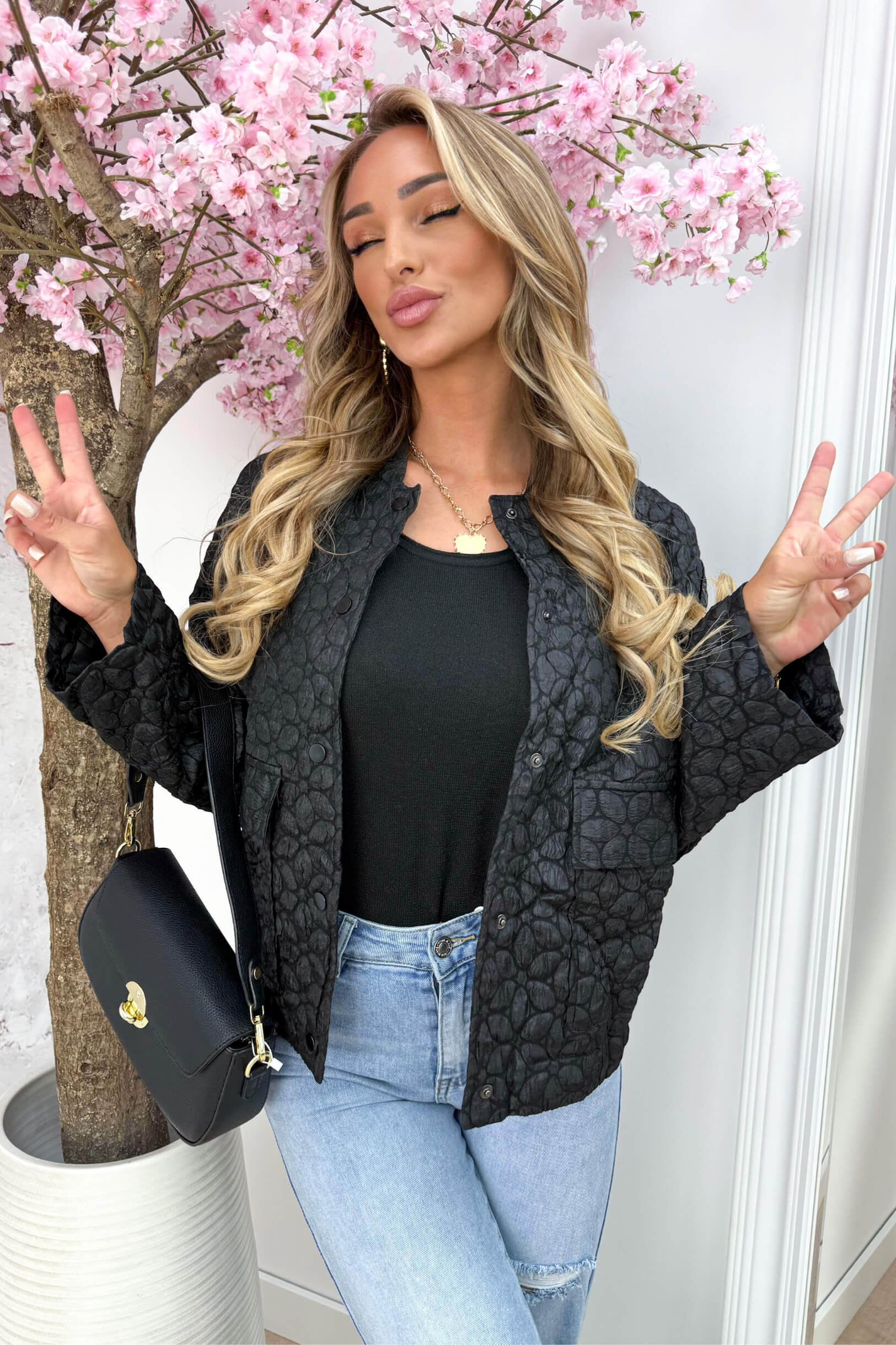 Feeling Floral Bomber Jacket - Black