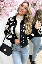 Embroidery jacket - Zwart