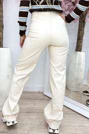 Fav Leather Look Pants - Beige