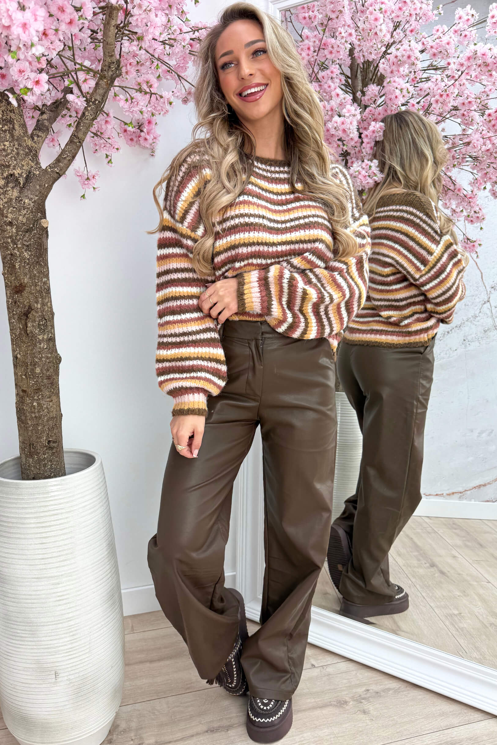 Candy stripe trui - Bruin