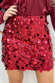 All Eyes On You Paillet Skirt - Bordeaux