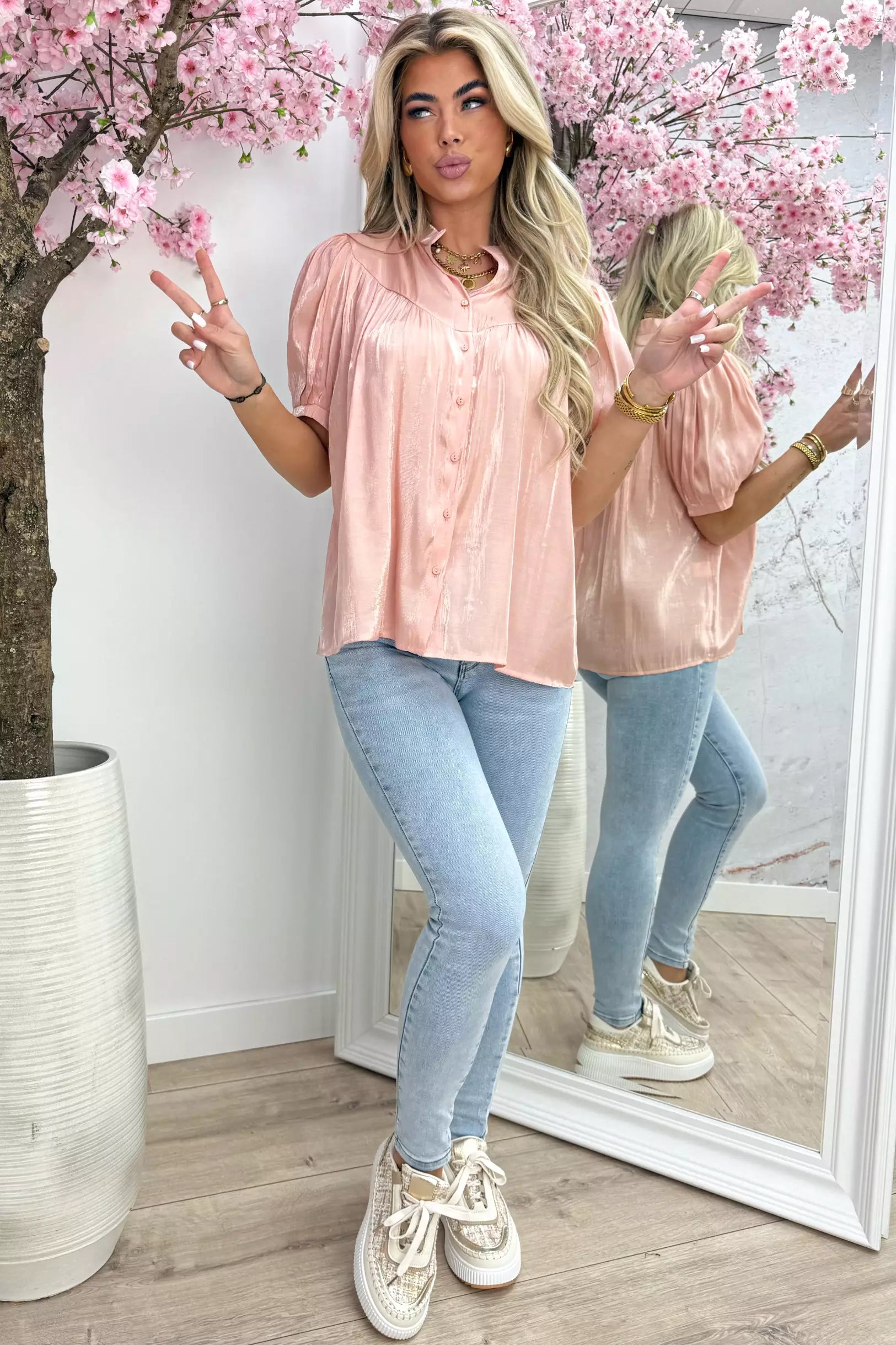 Shiny Poffie Top - Coral