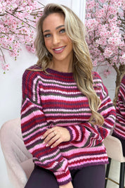 Candy stripe trui - Bordeaux