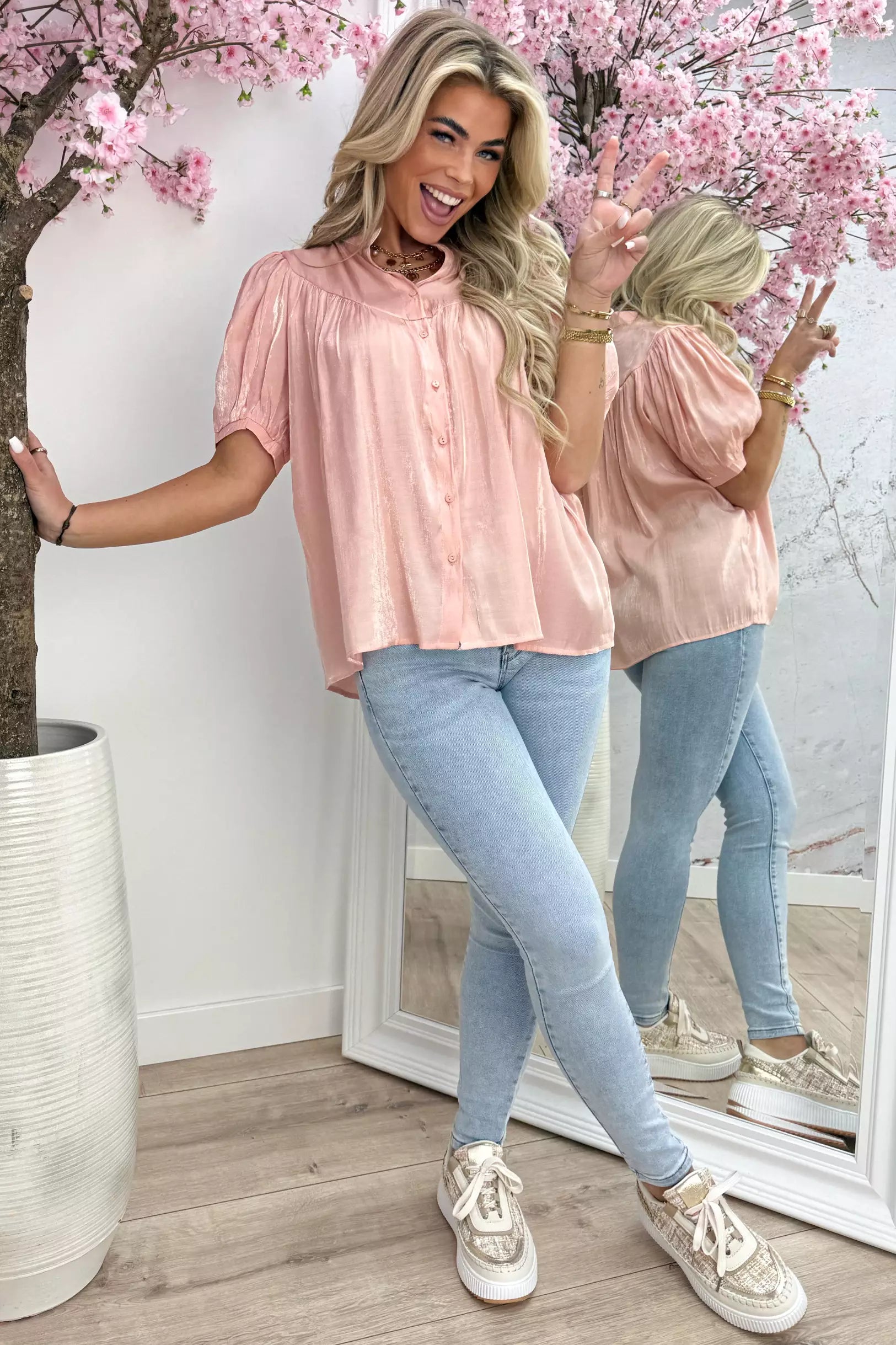 Shiny Poffie Top - Coral