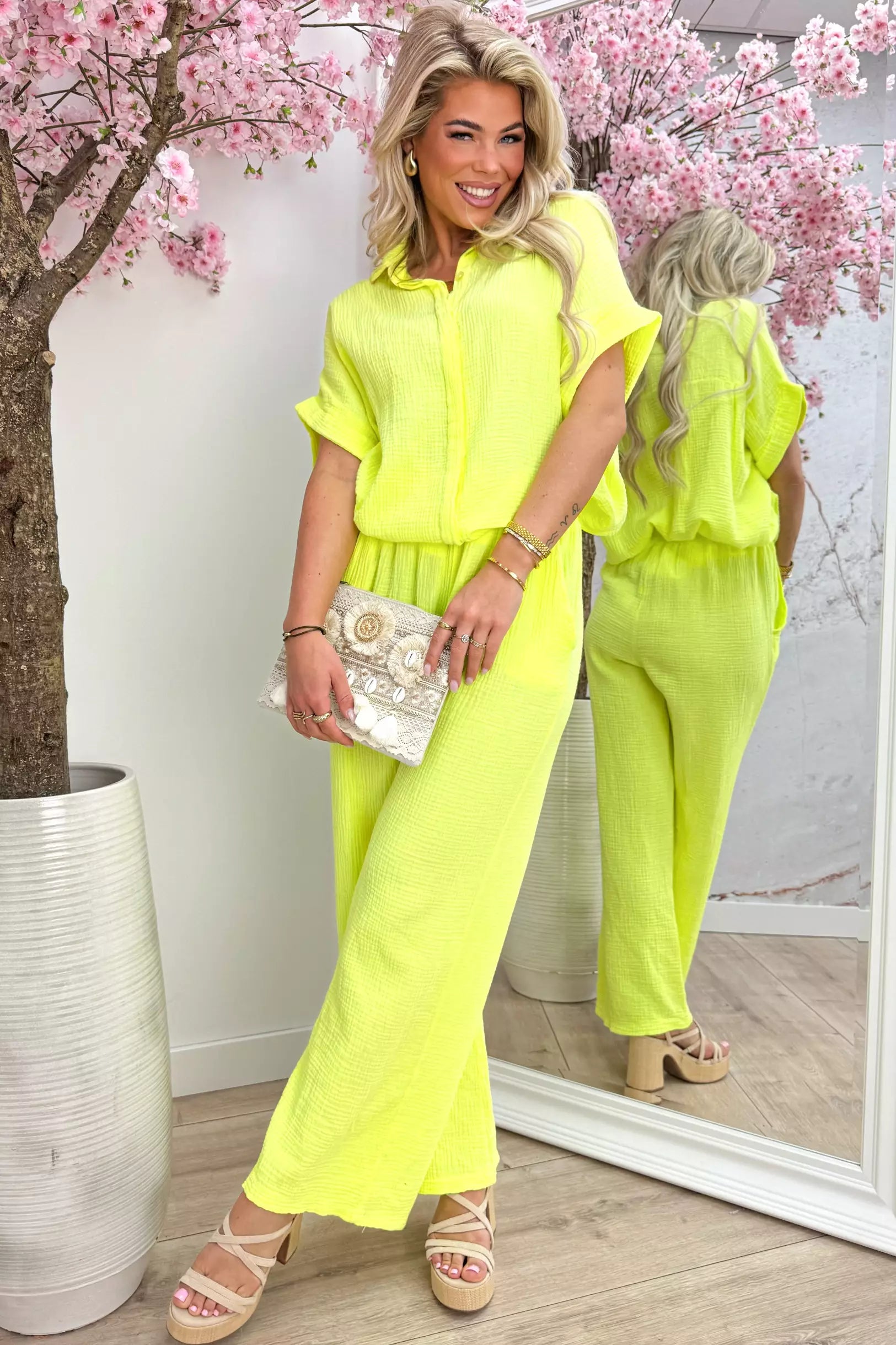 Blusa de algodón de neón - Amarillo