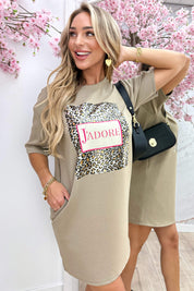 J'adore T-shirt dress - Taupe