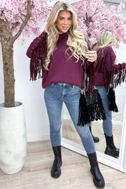 Studded fringe trui - Bordeaux