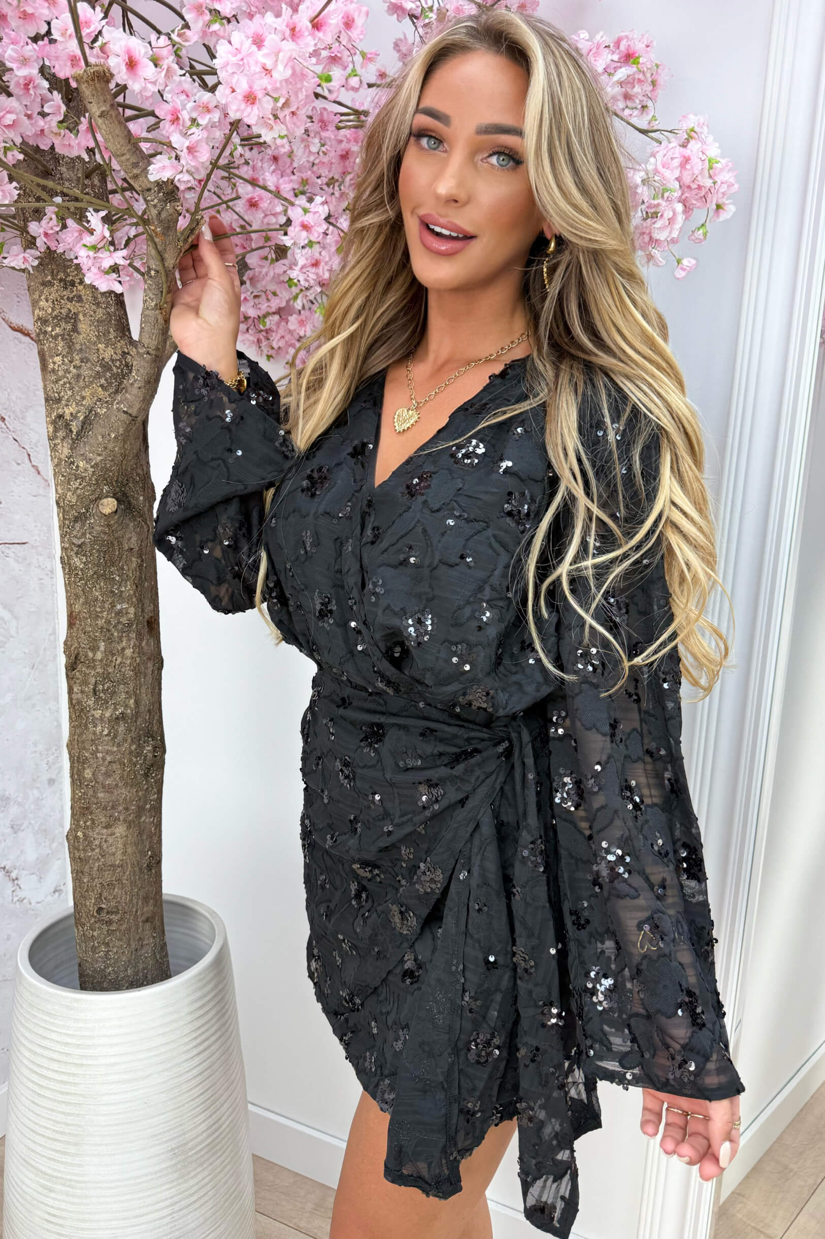 Dreamy paillet dress - Zwart