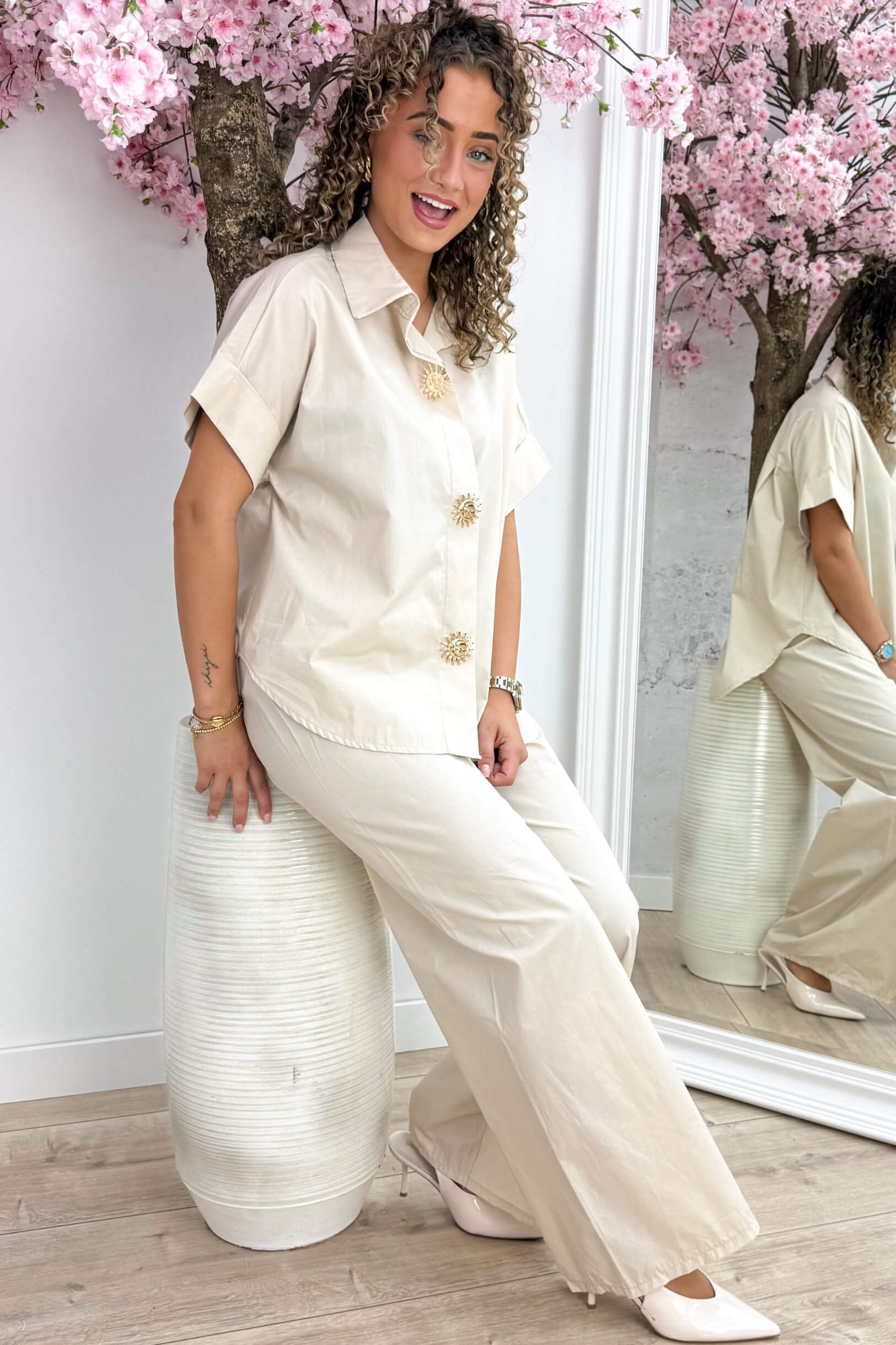 Golden sunrise broche co-ord - Beige