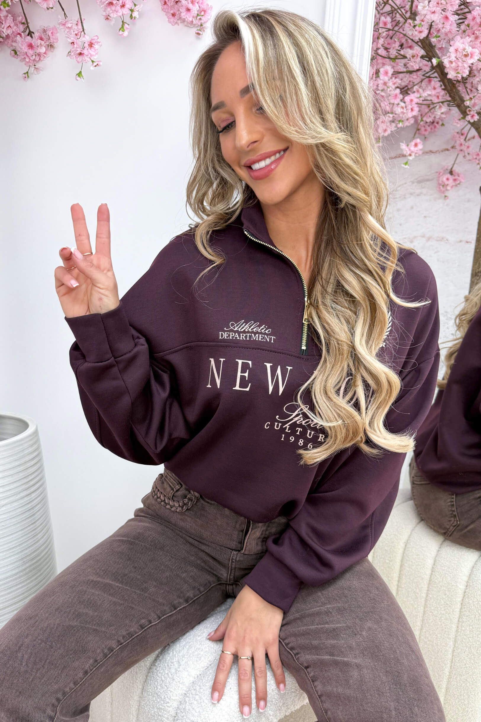 NY zipper sweater - Bordeaux