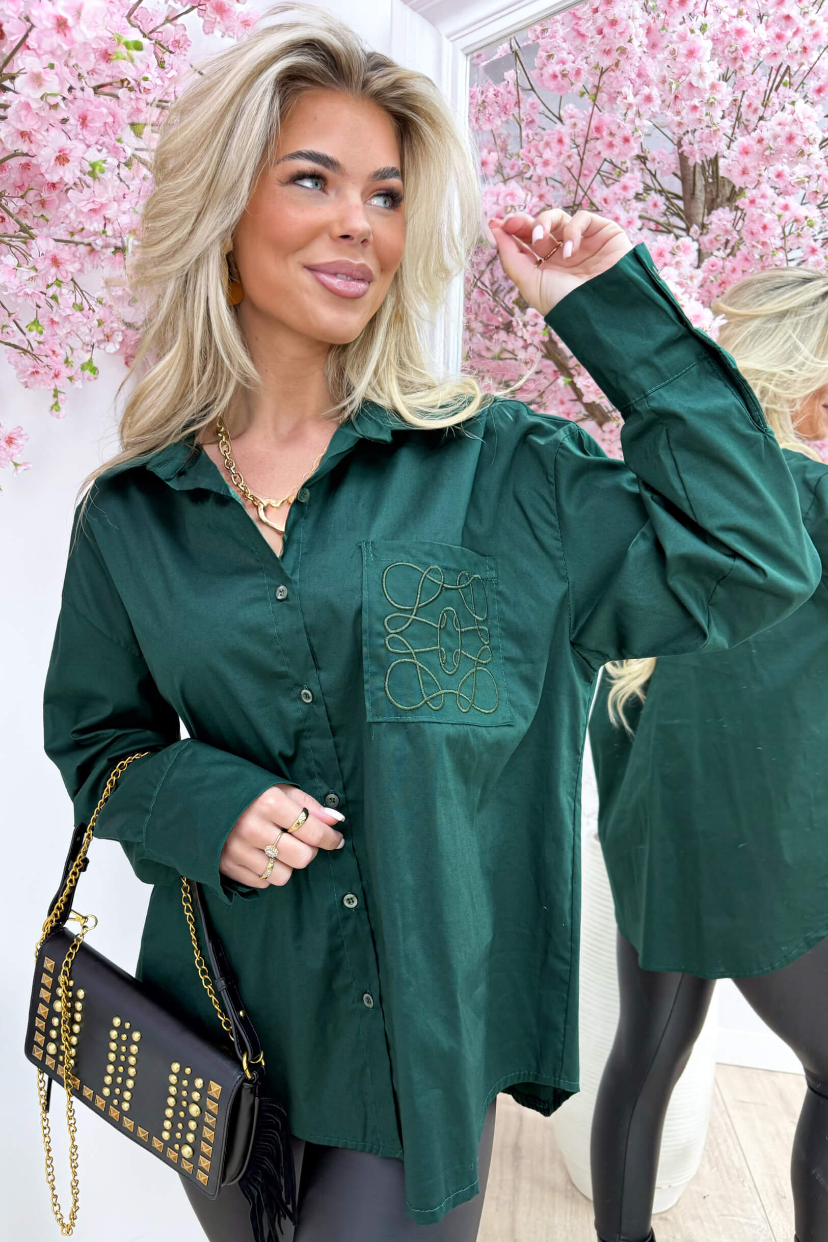 Loevy pocket blouse - Dk. groen