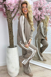 Striped comfy co-ord - Taupe