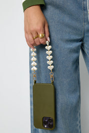 Trendy hearts phone cord - Wit
