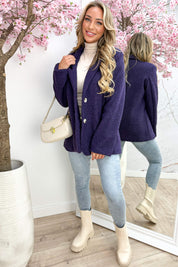 Teddy blazer - Dk. paars